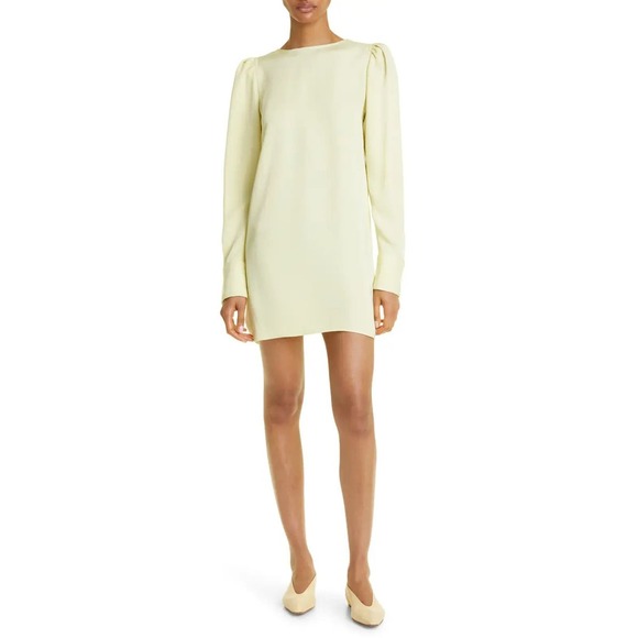 Maria McManus Size 4 Gathered Shoulder Mini Dress Lemon Ice Long Sleeve NWT $990 - Picture 14 of 16